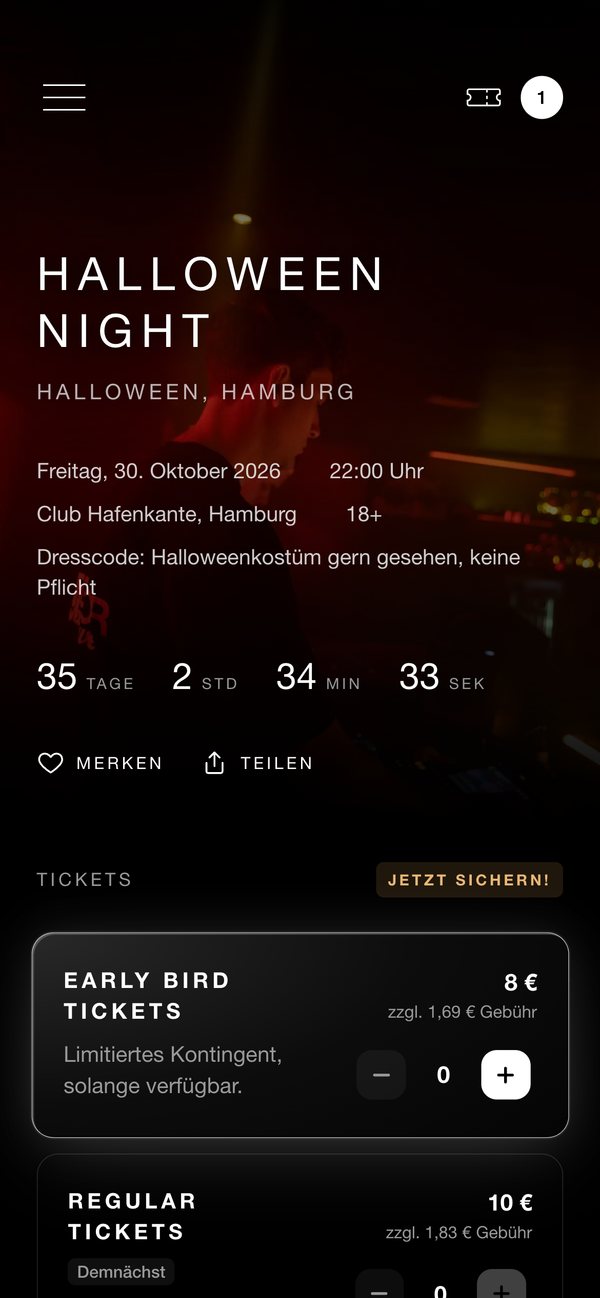 Eventseite eines Veranstalters